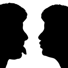 Vector silhouette profile of a woman's face.