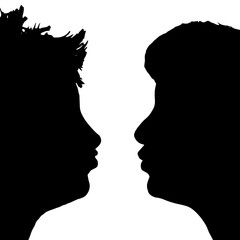 Vector silhouette profile of a woman's face.