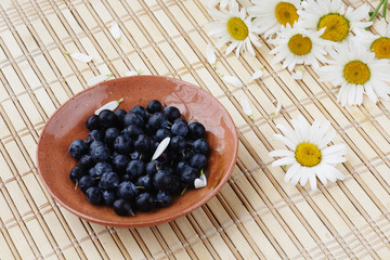 blueberries and flowers