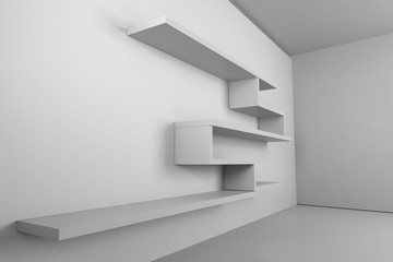 Shelf on white wall