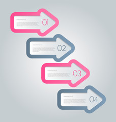Business infographics tabs template for presentation, education, web design, banner, brochure, flyer. Pink and grey colors. Vector illustration.