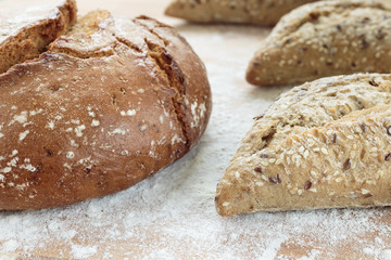 Rye bread and small Tuscany baguette