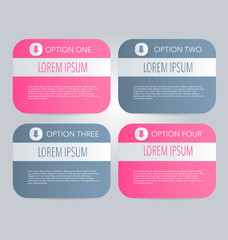 Business infographics tabs template for presentation, education, web design, banner, brochure, flyer. Pink and grey colors. Vector illustration.