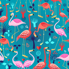 beautiful pattern lovers flamingos