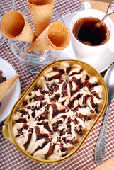 ice cream box,coffee and waffle cones