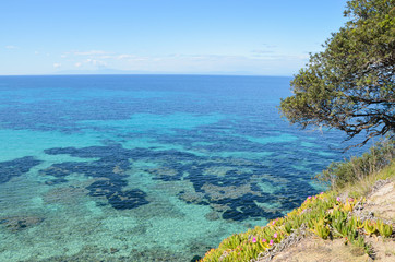 Fototapeta premium Beautiful turquoise transparent mediterranean sea view from the