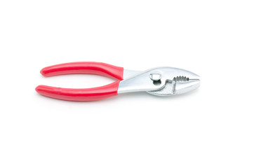 Red pliers isolated on white background
