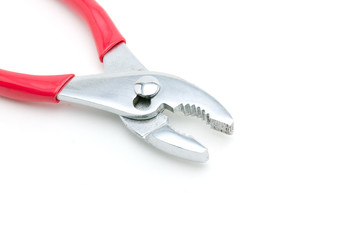 Red pliers isolated on white background