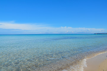 Beautiful turquoise crystalline mediterranean sea and white sand