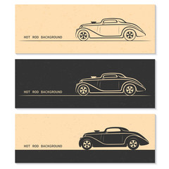 Set of vintage retro hot rod car silhouettes