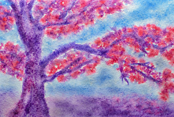 abstract watercolor tree