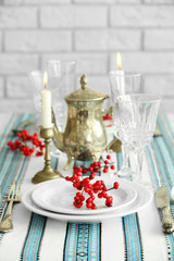 Beautiful table setting with vintage silverware