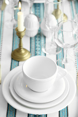 Beautiful table setting with vintage silverware