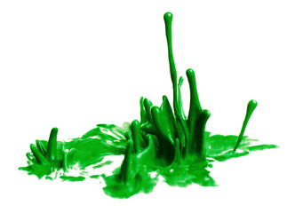 Explosions green paint isolated on white