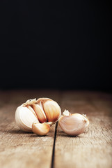 Garlic on Black Background.