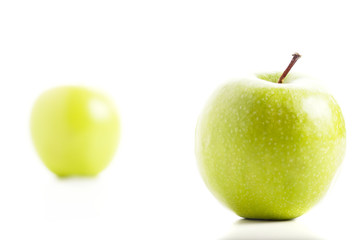 Fresh Green Apples Isolated on White Background.