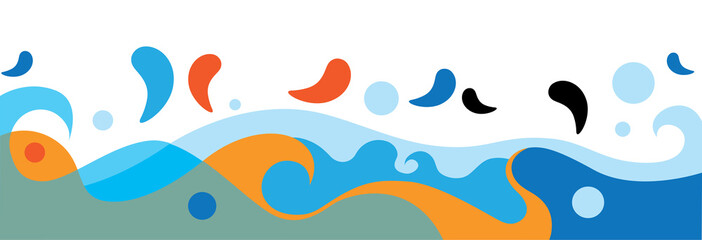 Sea Colorful Waves Drops illustration