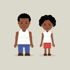 Young African American characters in casual clothes