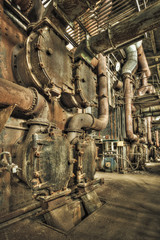 Decaying boiler room in an abandoned power plant