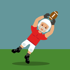 American football player catching a ball