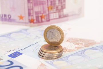Money euro coins and banknotes