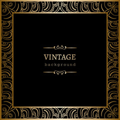 Square gold frame on black