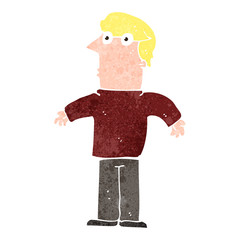 retro cartoon man shrugging shoulders