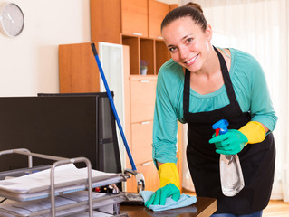 professional cleaner  cleaning the office