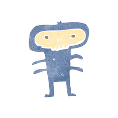 retro cartoon funny little monster