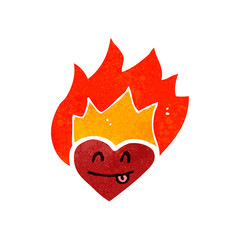 retro cartoon flaming heart
