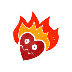 retro cartoon flaming heart