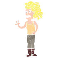 retro cartoon stressed woman