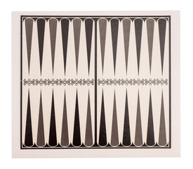 Board for a game of backgammon on white