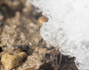 snow on the ground. close-up