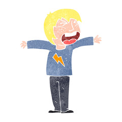 retro cartoon angry blond boy