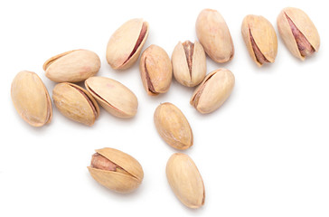 pistachios on a white background. close