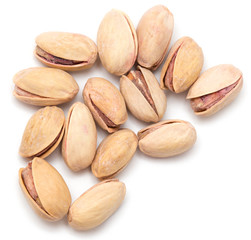 pistachios on a white background. close