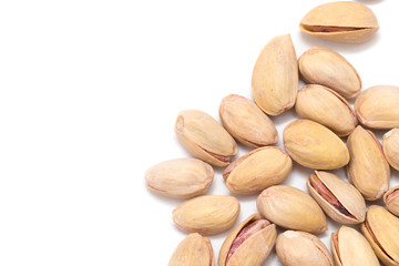 pistachios on a white background. close