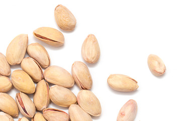 pistachios on a white background. close