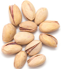 pistachios on a white background. close