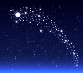 Fototapeta na wymiar Christmas star in the night sky