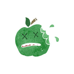 retro cartoon bitten apple