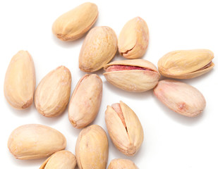 pistachios on a white background. close