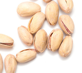 pistachios on a white background. close