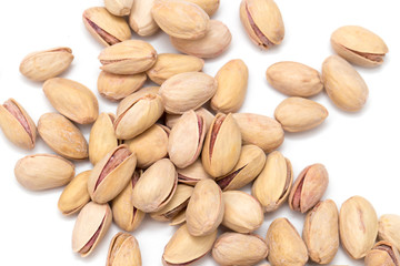 pistachios on a white background. close