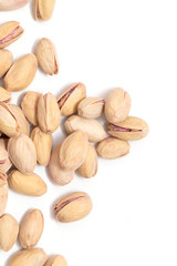 pistachios on a white background. close