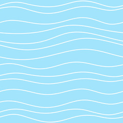 Seamless blue pattern with thin white waves