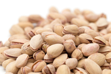 pistachios on a white background. close