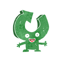 retro cartoon recycling arrow character