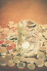 money in the glass with filter effect retro vintage style